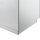 Mirrored Accent Table With Faux Diamond Inlaid Glass Top, Silver