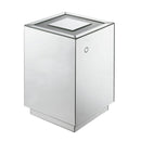 Mirrored Accent Table With Faux Diamond Inlaid Glass Top, Silver