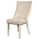 Fabric Upholstered Wooden Arm Chair With Nailhead Trims, Set Of 2, Beige