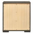 3 Drawer Wooden Nightstand With Mirror Trim Accents, Gray