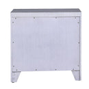 3 Drawer Wooden Nightstand With Oversized Metal Bar Pulls, Antique White