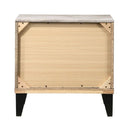 2 Drawer Wooden Nightstand With Diamond Metal Knobs, Gray And Black