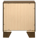 Transitional Style Wooden Nightstand With 2 Drawers And Metal Handles,Brown