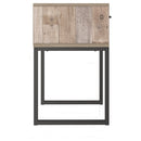 Single Drawer Wooden Nightstand With Grain Details, Washed Brown And Black