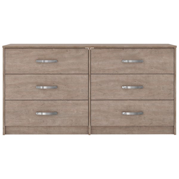 6 Drawer Wooden Dresser With Sled Base, Beige