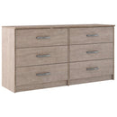 6 Drawer Wooden Dresser With Sled Base, Beige