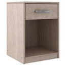 Single Drawer Wooden Nightstand With Open Shelf, Beige