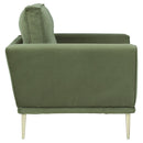 Fabric Chair With Track Style Armrests And Reversible Back Cushions, Green