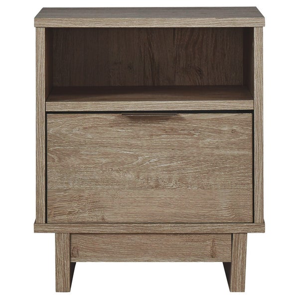 Single Drawer Wooden Nightstand With Open Shelf, Brown