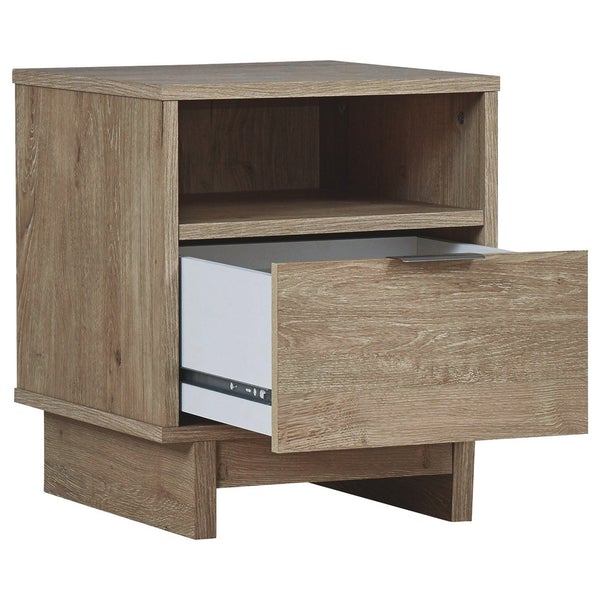 Single Drawer Wooden Nightstand With Open Shelf, Brown
