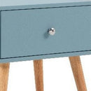 1 Drawer Wooden Nightstand With Round Tapered Legs, Blue And Brown