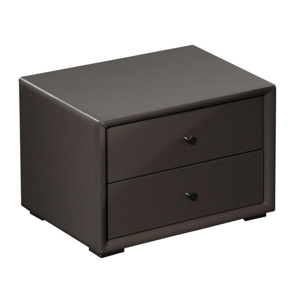 Leatherette Wooden Nightstand With 2 Drawers, Taupe Brown