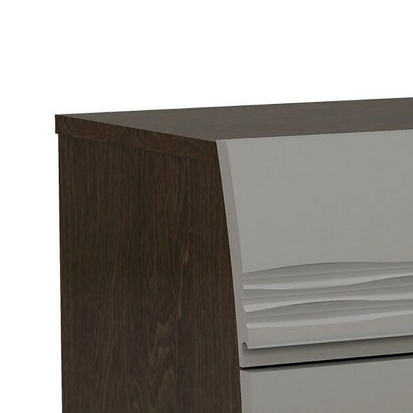 18 Inches Dual Tone Wooden Nightstand With 2 Drawers, Light Gray And Brown