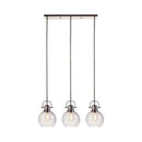 3 Glass Shade Pendant Light With Rectangular Rod Support, Clear And Silver - BM227178
