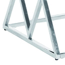 Diamond Shaped Metal Accent Table With Glass Top, Silver - BM229488
