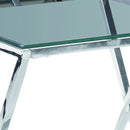 Diamond Shaped Metal Accent Table With Glass Top, Silver - BM229488