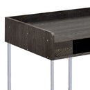 Wooden Desk With Metal Base And Open Compartments, Brown