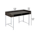 Wooden Desk With Metal Base And Open Compartments, Brown