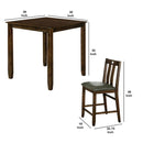 5 Piece Wooden Counter Height Set With Square Table, Brown