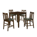 5 Piece Wooden Counter Height Set With Square Table, Brown