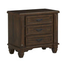 30 Inch 3 Drawer Wooden Nightstand With Molded Details, Brown