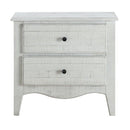 28 Inch 2 Drawer Plank Style Nightstand, Weathered White