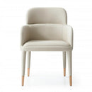 Leatherette Armchair With Horizontal Channel Tufted Curved Back, Cream