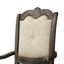 Button Tufted Fabric Seat Traditional Armchair, Set Of 2, Gray