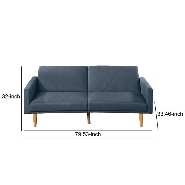 Fabric Adjustable Sofa With Chevron Pattern And Splayed Legs, Navy Blue - BM232616