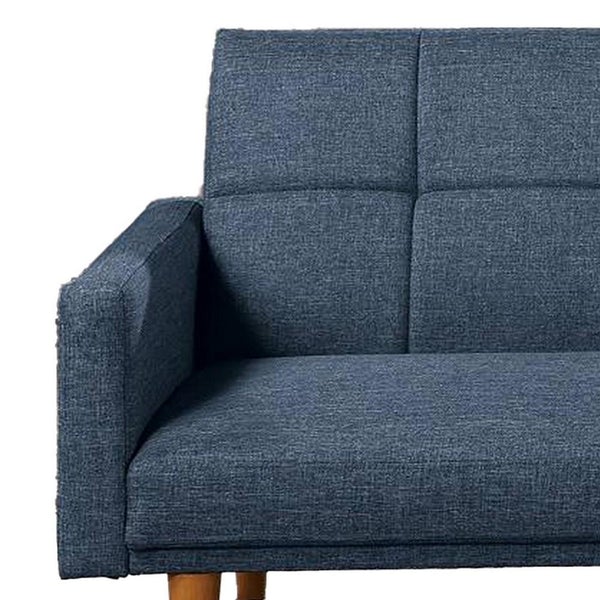 Fabric Adjustable Sofa With Square Tufted Back, Blue