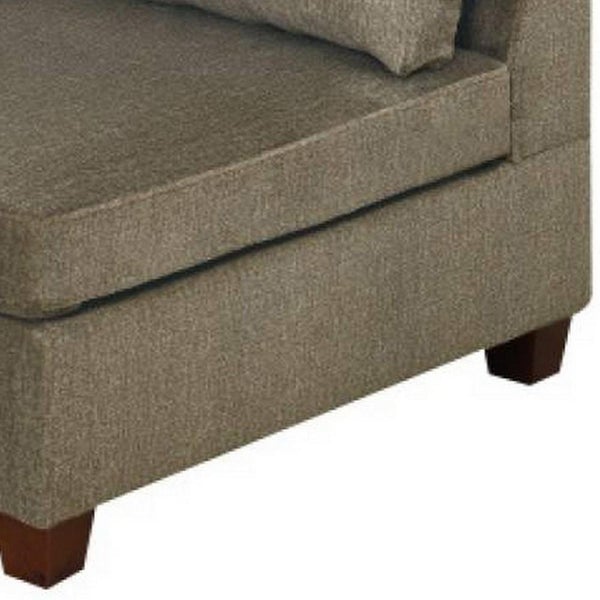 37 Inches Fabric Upholstered Wooden Corner Wedge, Taupe Brown