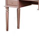 Vanity Set With Turned Tapered Legs And Three Piece Mirror, Rose Gold