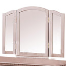 Vanity Set With Turned Tapered Legs And Three Piece Mirror, Rose Gold