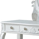 Vanity Set With Curved Legs And Three Drawers, White