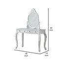 Vanity Set With Curved Legs And Three Drawers, White