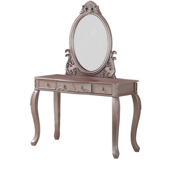 Vanity Set With Curved Legs And Three Drawers