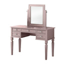 Vanity Set With Tapered Legs And Five Drawers, Rose Gold