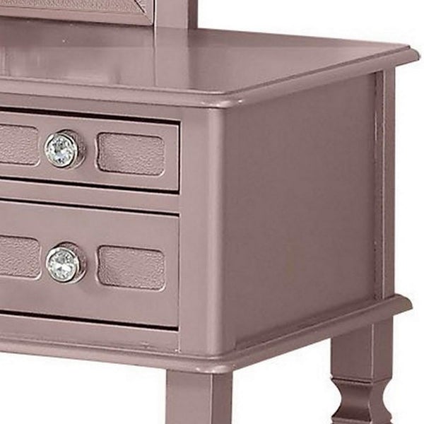 Vanity Set With Tapered Legs And Five Drawers, Rose Gold