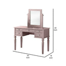 Vanity Set With Tapered Legs And Five Drawers, Rose Gold