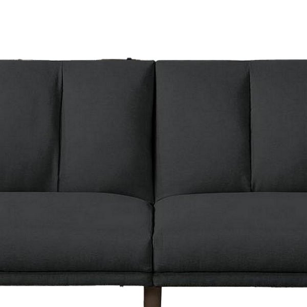 Adjustable Upholstered Sofa With Track Armrests And Angled Legs, Gray