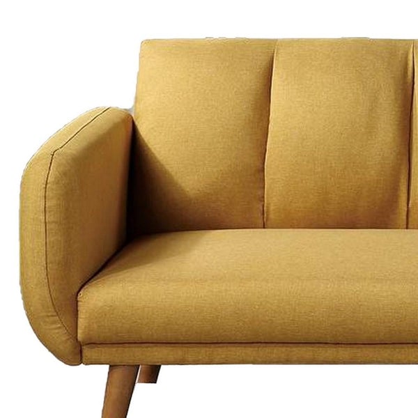 Adjustable Upholstered Sofa With Track Armrests And Angled Legs, Yellow