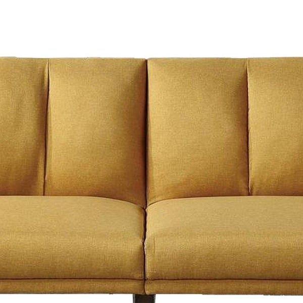 Adjustable Upholstered Sofa With Track Armrests And Angled Legs, Yellow