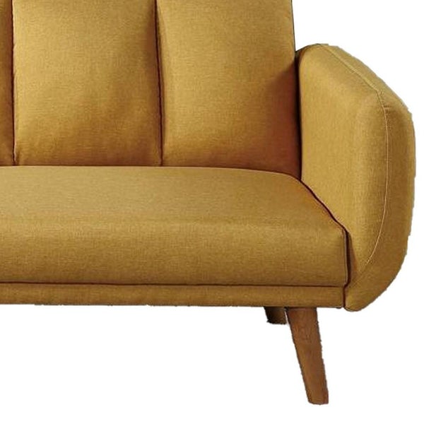 Adjustable Upholstered Sofa With Track Armrests And Angled Legs, Yellow