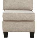Fabric Upholstered Armless Chair With Welt Trim, Beige