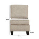 Fabric Upholstered Armless Chair With Welt Trim, Beige