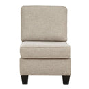 Fabric Upholstered Armless Chair With Welt Trim, Beige
