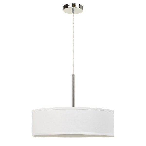 Integrated LED Dimmable Pendant Lighting With Fabric Drum Shade, White - BM233254