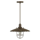 Rustic Inverted Flower Petal Metal Pendant Lighting With Cage Frame, Bronze - BM233262