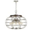 Metal Frame Chandelier With Cage Design Bowl Shade, Silver - BM233268