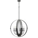 6 Bulb Metal Chandelier With Gyroscopic Design, Black - BM233299